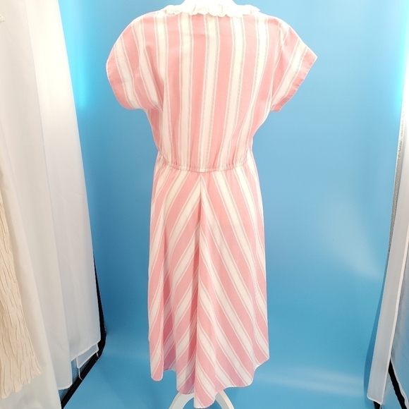 Vintage Rhodes Collection pink and white candy-striped day dress early 80s style - Picture 8 of 13